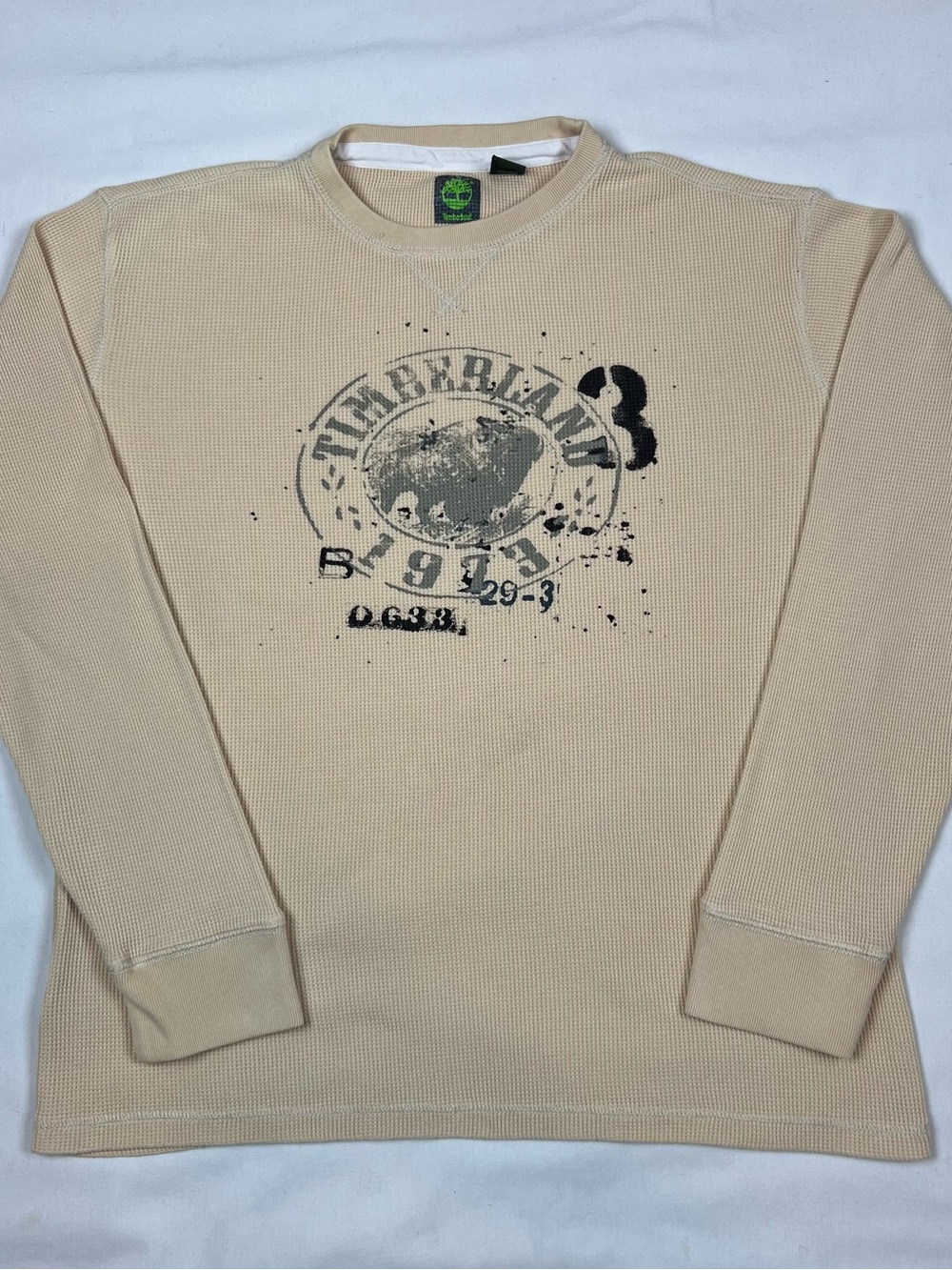 TIMBERLAND Men’s Large Graphic Stamp Waffle Knit Long Sleeve Thermal Shirt